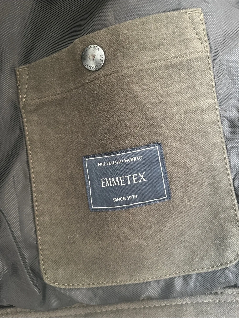 Banana Republic Olive Green Suede Jacket, EMMETEX fine Italian fabric, Men’s MED